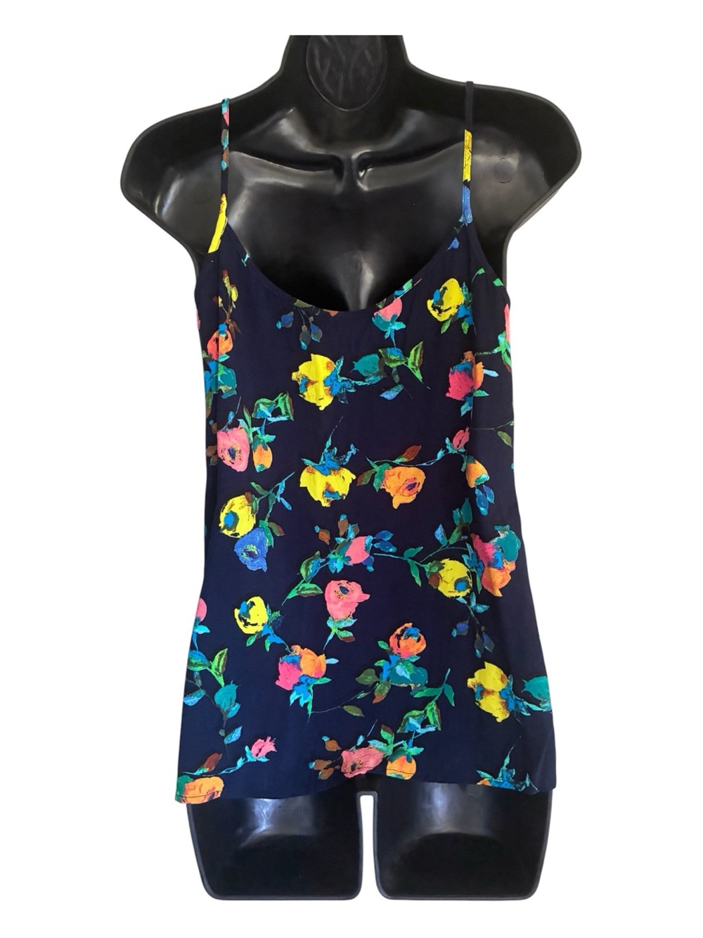 Navy Coquette Indie Sleaze Fairycore Floral Spaghetti Strap Cami Tank Top Sz S - Picture 3 of 7